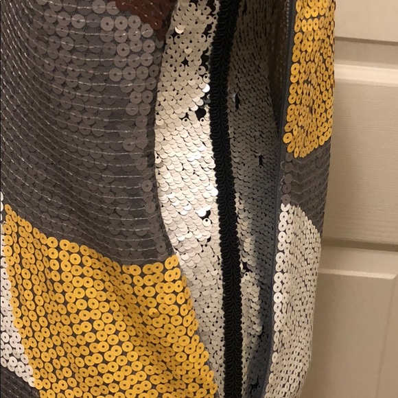 MINI DRESS 60’s Retro Inspired SEQUINS in Yellow White Brown Silver - Picture 8 of 12